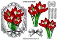 Pretty Red Crocus on Silver Lattice Frame with Bows