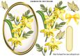 Pretty Yellow Lilies in Oval Frame with Bow & Butterflies