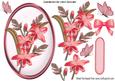 Pretty Rose Lilies in Oval Frame with Bow & Butterflies