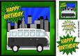 Black Camper Van in the City, Green Frame 8x8