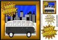Black Camper Van in the City, Gold Frame 8x8