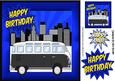 Black Camper Van in the City, Blue Frame 8x8