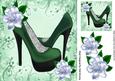 Shades of Green!! Pretty Green Shoes and Flowers 8x8