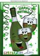 Toon Bottle of Wine with Funny Face Wine Glasses A4