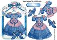 Pretty Blue Vintage Dress with Shoes in Lace Frame