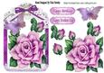 Pretty Painted Pink Roses and Butterflies in Lace Frame