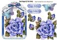 Pretty Painted Blue Roses and Butterflies in Lace Frame