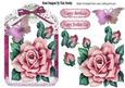 Pretty Painted Rose Pink Roses and Butterflies in Lace Frame
