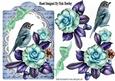 Pretty Wild Summer Roses on Lace with Blue Bird and Script