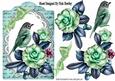 Pretty Wild Summer Roses on Lace with Turq Bird and Script