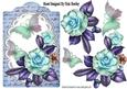 Pretty Wild Summer Blue Roses on Lace with Butterflies