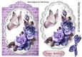Summer Purple Roses on Lace with Script Bow & Butterfly