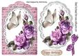 Summer Pink Roses on Lace with Script Bow & Butterfly