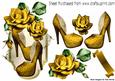 Pretty Gold Shoes with Gold Roses on a Plaque