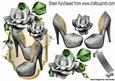 Pretty Silver Shoes with Silver Roses on a Plaque