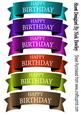 Coloured Banner Tags with Happy Birthday for A4 Cards