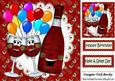 Double Trouble! Toony Bottle of Red Wine with Balloons 8x8