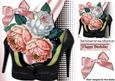 Black Glitter Shoes with Peach/white Roses & Bow 8x8