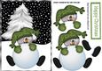Mr Snowman in Green, with Christmas Tree