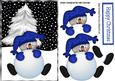Mr Snowman in Blue, with Christmas Tree