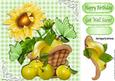 Lovely Basket of Fruit, with Yellow Sunflower 8x8 Card