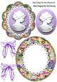 Pretty Lilac Lady Cameo on Lace with Pansy Frame Rocker Card