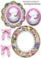 Pretty Pink Lady Cameo on Lace with Pansy Frame Rocker Card