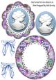 Pretty Blue Lady Cameo on Lace with Pansy Frame Rocker Card