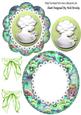 Pretty Green Lady Cameo on Lace with Pansy Frame Rocker Card