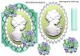 Turq Lattice Frame with Green Cameo Lady Lace/flowers