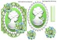 Green Lattice Frame with Vintage Lady Cameo on Lace