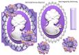 Pretty Purple Cameo Lady on Lattice Frame with Flowers
