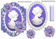 Pretty Mauve Cameo Lady on Lattice Frame with Flowers