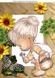 Little Girl in Sunflower Frame with Butterfly A4