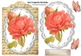 Pretty hand painted peach rose on lace & script