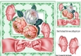 Pretty peach and white roses in window frame with big bow 8x8