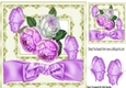 Pretty lilac and white roses in window frame with big bow 8x8