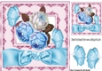 Pretty Tur and white roses in window frame with big bow 8x8