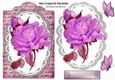 Pretty hand painted pink rose on lace & script with topper