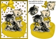Cute Vintage kittens in gold basket with bow