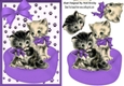 Cute vintage kittens in purple basket with bow