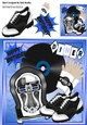 Rock n Roll in the diner, in blue with juke box, fries and Accessories 8x8