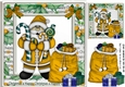 Jolly Santa in gold christmas frame with lots of pressies 8x8
