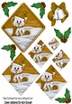 Christmas polar bear in gold with holly, triangle pyramids