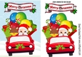 Santa with rudolph and presents in a car