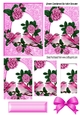 Pretty pink roses on a branch with pink birds pyramids