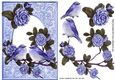 Pretty purple roses on a branch with purple birds