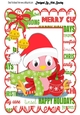 Cute little robin in santa hat with bells A4
