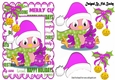 Cute little robin in pink santa hat with bells