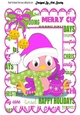 Cute little robin in pink santa hat with bells A4